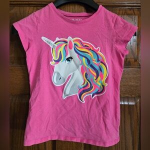 The Children's Place Pink Tee with Rainbow Unicorn Girls Size 7/8